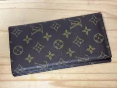 T0218-06　ルイヴィトン　二つ折り長財布　＊ボタン不良　＊生地切れ