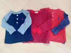 【ラルフローレン】長袖Tシャツ3枚セット（ネイビー・赤・ストライプ）