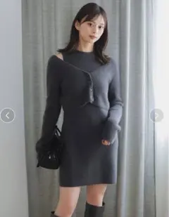 Snidel スナイデル　ラクーン畦ノースリミニワンピース　GRY