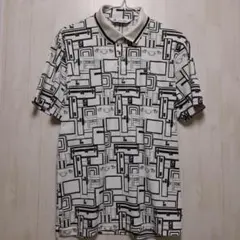 ブラック＆ホワイト　半袖シャツ M ジオメトリック柄のサムネイル