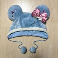 ディズニー ファンキャップ 水色 ブルー ミニー リボン 水玉 ドット JK