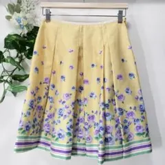 ☆美品☆ SOUP スープ ワールド 花柄 フレアスカート イエロー ローズ Mのサムネイル