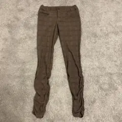 【MK MICHEL KLEIN】チェック柄 スキニーパンツブラウン36