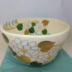 茶碗□高台寺窯「森里陶楽造」青変 桜詰 京焼 桜柄 お茶道具 抹茶盃