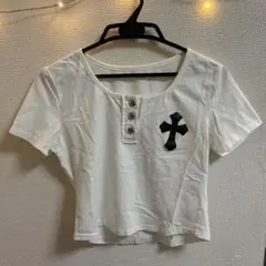 クロスモチーフ 半袖Tシャツ ホワイト　y2k