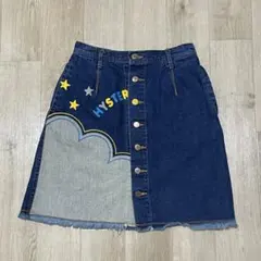 90s 初期 ヒステリックグラマー レトロ柄 ポップ デニム巻きスカート フリー