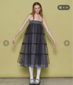 2WAYチュールレイヤードチェックボリュームスカート