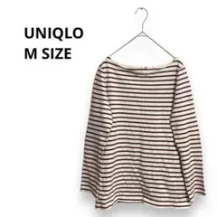 ユニクロ　ボーダー長袖カットソー Tシャツ　ロンT ホースシューネックカジュアル