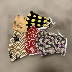 猫、和風、レモン等　デザイン色々マスク5枚セット　ハンドメイド　布マスク