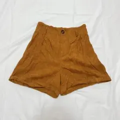 【大人気】コーデュロイ ショートパンツ ブラウン ウエストゴム 楽ちん レトロ