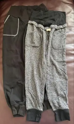 マタニティ　秋冬　ジョガーパンツ2点セット　黒グレー