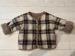 【最終値下げ】チェック柄ボアリバーシブル／男の子 女の子／90〜100cm