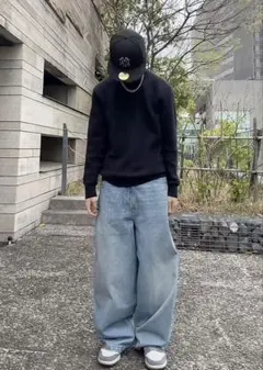 h&m スーパーバギーデニム　ブルー　31 30