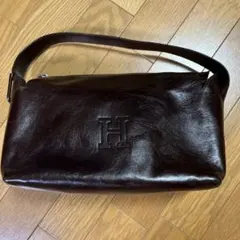 HIROFU ダークブラウン レザーショルダーバッグ