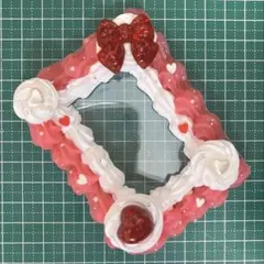 トレカケース　ホイップデコ　赤　ハート　リボン　推し活