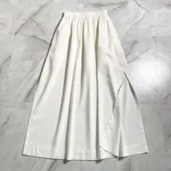 A19372 美品 デプレ ラミーレーヨン ギャザーマキシスカート 白 34のサムネイル