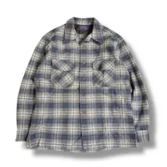 70s ヴィンテージ PENDLETON ボードシャツ オープンカラー ブルーのサムネイル
