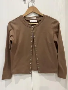 M-PREMIER ブラウン ボタン付きカーディガン　アンサンブル