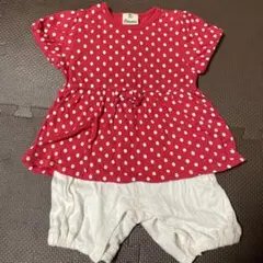 eabイーアーベー　べべ　ミニーちゃん風ロンパ　ミキハウス　80 ドット　水玉