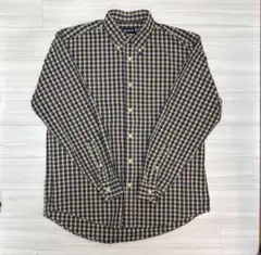 Old UNIQLO ネイビー×イエローチェック ボタンダウンシャツ　y2k
