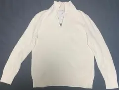 H&M ホワイト ハイネック ニット　(ハーフジップ)