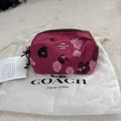 値下げ‼️COACH 花柄ポーチ ピンク