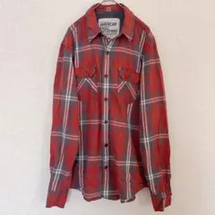 AMERICAN EAGLE 【M】 ヴィンテージフィット チェックシャツ 赤