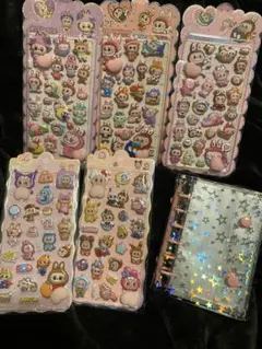 ラブブ　おしりぷにぷにシール　5枚＋A7シール帳（リフィル20枚付属）