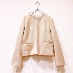 NATURAL BEAUTY BASIC ノーカラージャケット ベージュ L