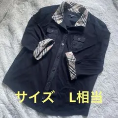 美品　BURBERRY LONDON 七分袖シャツ ブラック　ノバチェック　上品