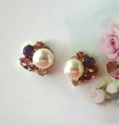 スワロフスキー☆華やか♪クリスタルパール&ビジューピアス/イヤリング