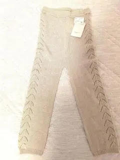 新品タグ付き juo ニットレギンス　透かし編み　90cm