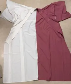 k*o様 色無地 着物 白と赤 シミあり。