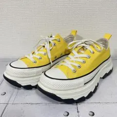 美品　コンバース　オールスター　トレックウエーブ　厚底　スニーカー　イエロー