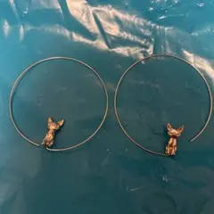 猫シルエット フープピアス