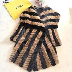 近年物★FENDI ミンク ビッグカラー ファーコート ペカン柄 女優襟 毛皮のサムネイル