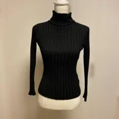 fifth リブタートルネックニット M ブラック ストレッチ 美シルエット