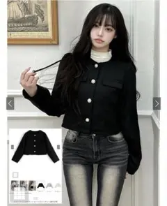 GRL グレイル ツイードパールボタンショート丈ジャケット［dk1078］