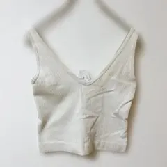 AURA リブキャミソールクロップド丈ブラトップ【XS/S】ホワイト海外古着