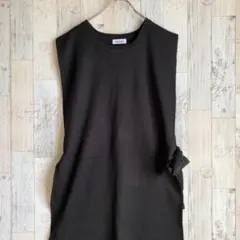 FLASH BLUE レディースロングニットベスト　ブラック　Mサイズ