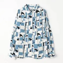 幾何学模様 長袖シャツ ビッグサイズ柄シャツ