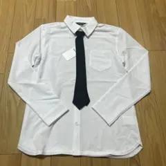 新品☆コムサイズム　黒ネクタイ付き白長袖シャツ150㎝