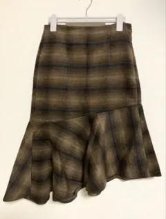 GU マーメイドスカート チェック BROWN 茶色