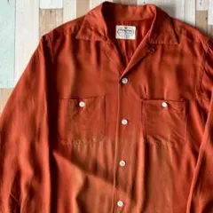 期間限定 美品 50〜60s pilgrim カスリ レーヨンシャツ ブルーグレ