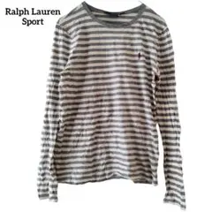 ✨１点物✨ラルフローレンスポーツ ボーダーカットソー 長袖【Ｌ】グレー×ホワイト