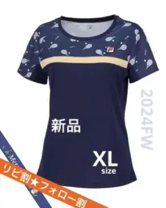No.803 FILA ラケットDesignが可愛いゲームシャツ☆NAVY☆