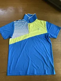 PUMA ストライプポロシャツ 青/黄