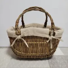 ナチュラル 籐製 かごバッグ ハンドル付き　ANTICO MERCATO