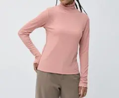 タグ付きGUソフトリブタートルネックT長袖 L