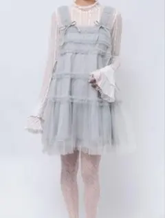 merry jenny チュールコルセットミニワンピース ライトグレー